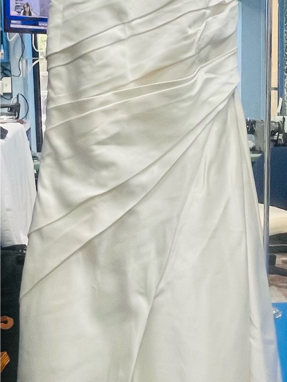 Ivory Satin Asymmetric Draped Wedding Dress